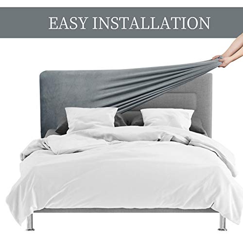 DUJUIKE Bed Headboard Slipcover, Stretch Bed Headboard Cover, Dustproof Protector Cover for Linen Fabric Tufted Upholstered Headboard (Light Grey, Full Headboard Length (47"-55")) - Image 5