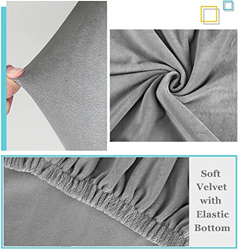 DUJUIKE Bed Headboard Slipcover, Stretch Bed Headboard Cover, Dustproof Protector Cover for Linen Fabric Tufted Upholstered Headboard (Light Grey, Full Headboard Length (47"-55")) - Image 3