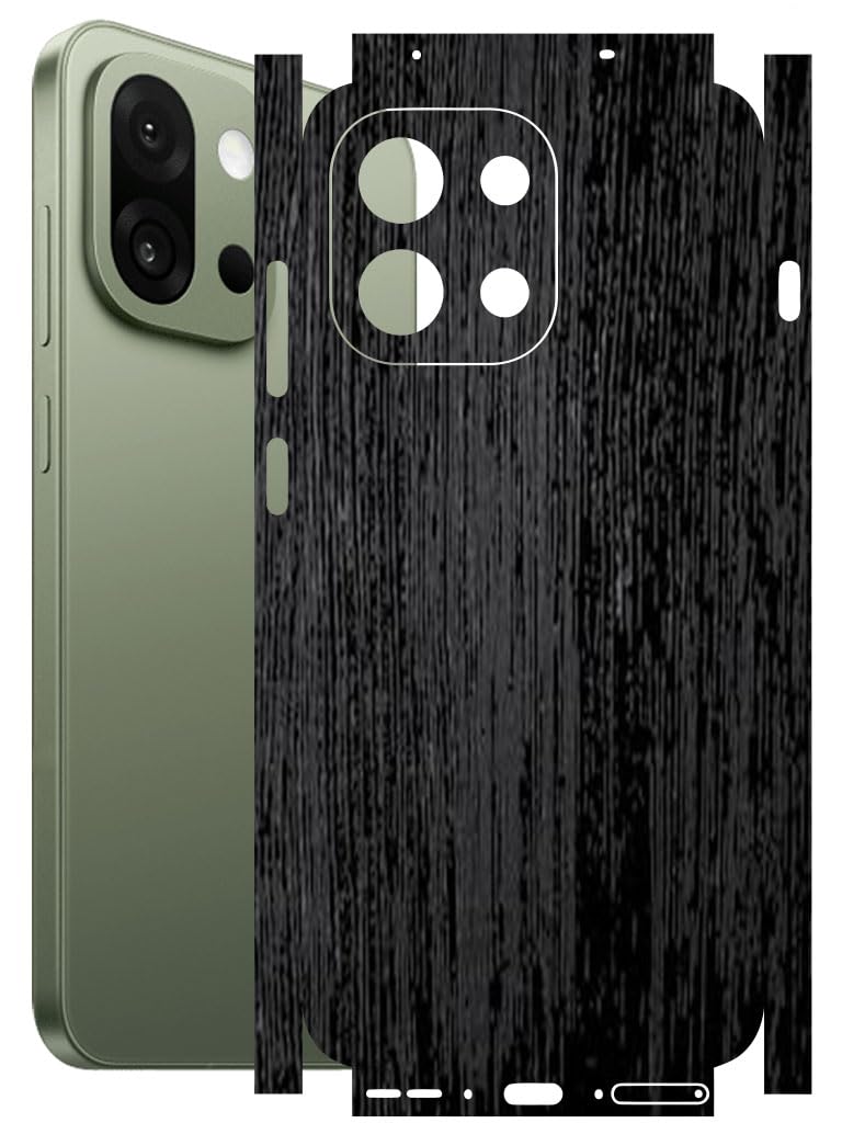 AtOdds - Full Body Back Screen Guard Protector Film - Wooden Textured Lamination Wrap Skin Sticker for OnePlus 13s (5G) | Scratchproof Matte Finish (Design - Rustic Black Wood) - Image 1