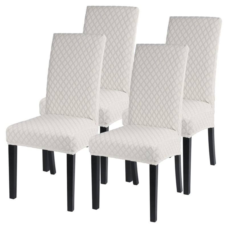 SearchI Dining Room Chair Covers Set of 4 Stretch Jacquard Parsons Chair Slipcovers Super Fit Removable Washable Kitchen Chair Protector Cover for Dining Room Hotel Ceremony OffWhite