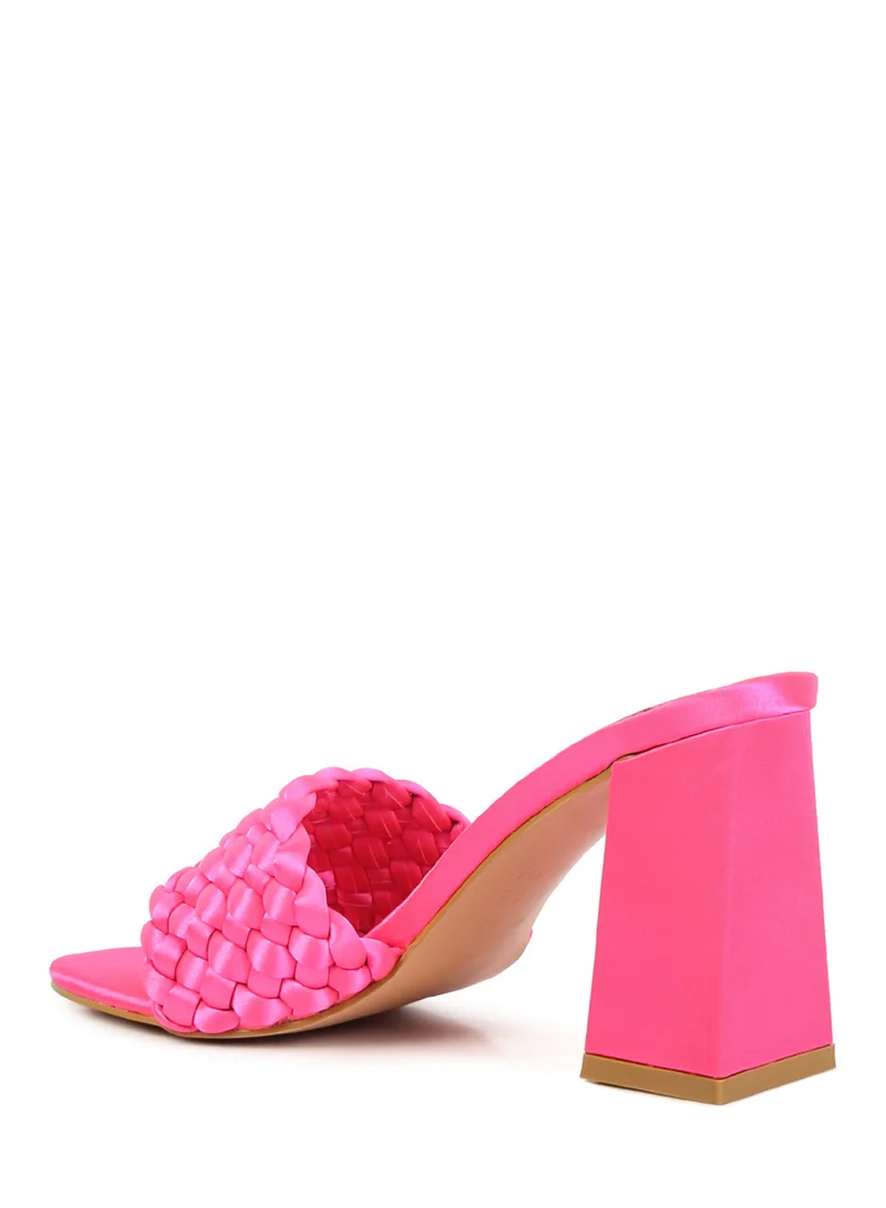 London Rag Pink Braided Satin Block Sandals