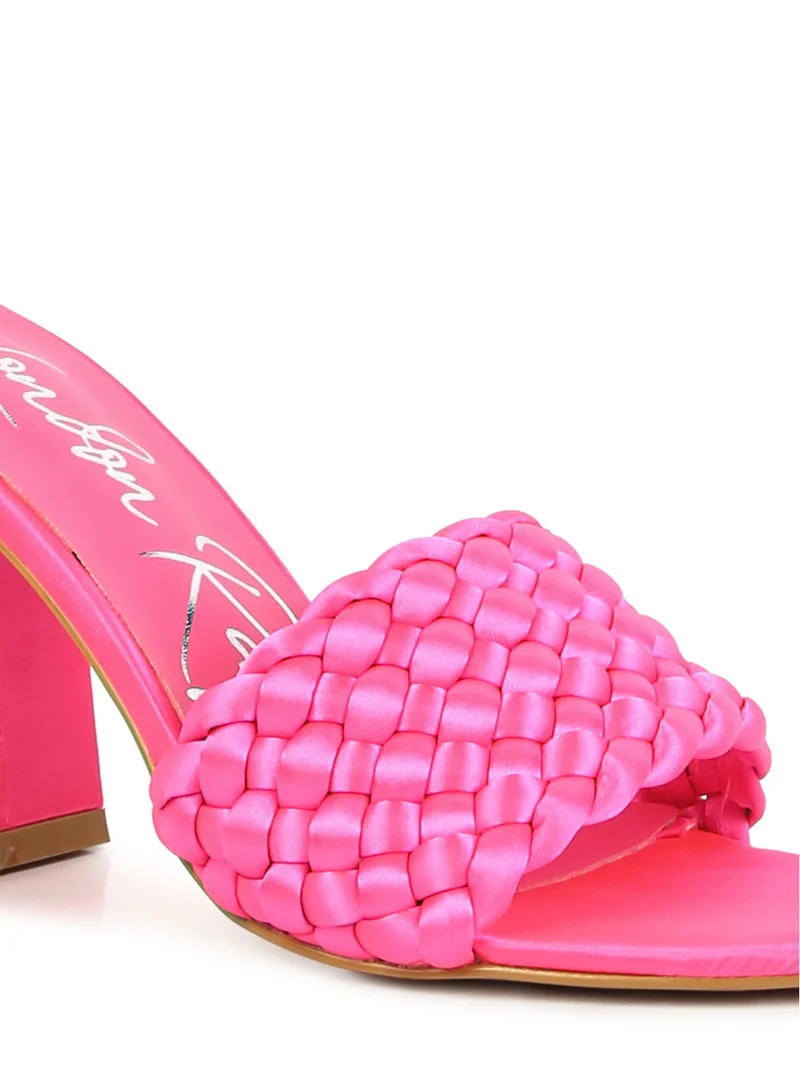 London Rag Pink Braided Satin Block Sandals