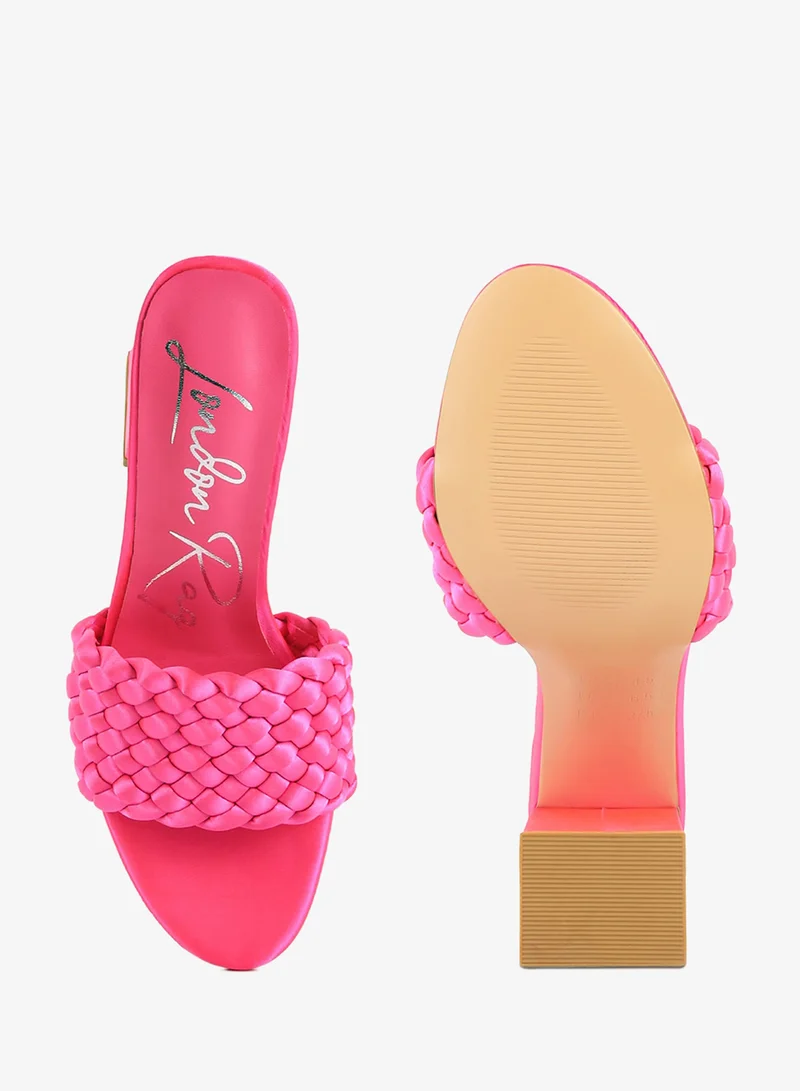 London Rag  Pink Braided Satin Block Sandals for Women | Best Price UAE