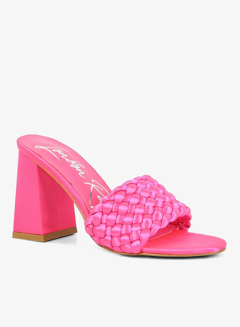 London Rag  Pink Braided Satin Block Sandals for Women | Best Price UAE