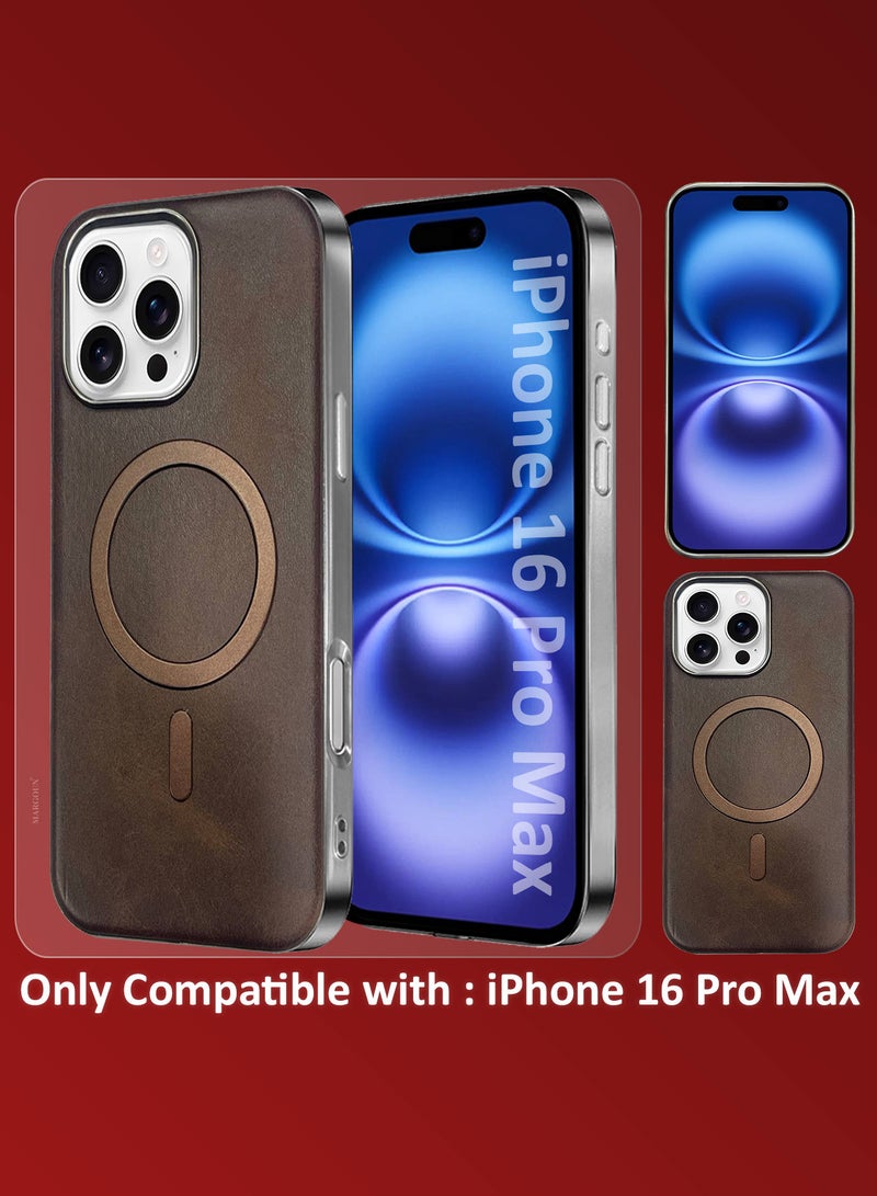 CATANES iPhone 16 Pro Max Leather Case, Compatible with Magsafe, Vintage Aesthetic, Comfort Grip, Camera Bump Frame  - Image 2