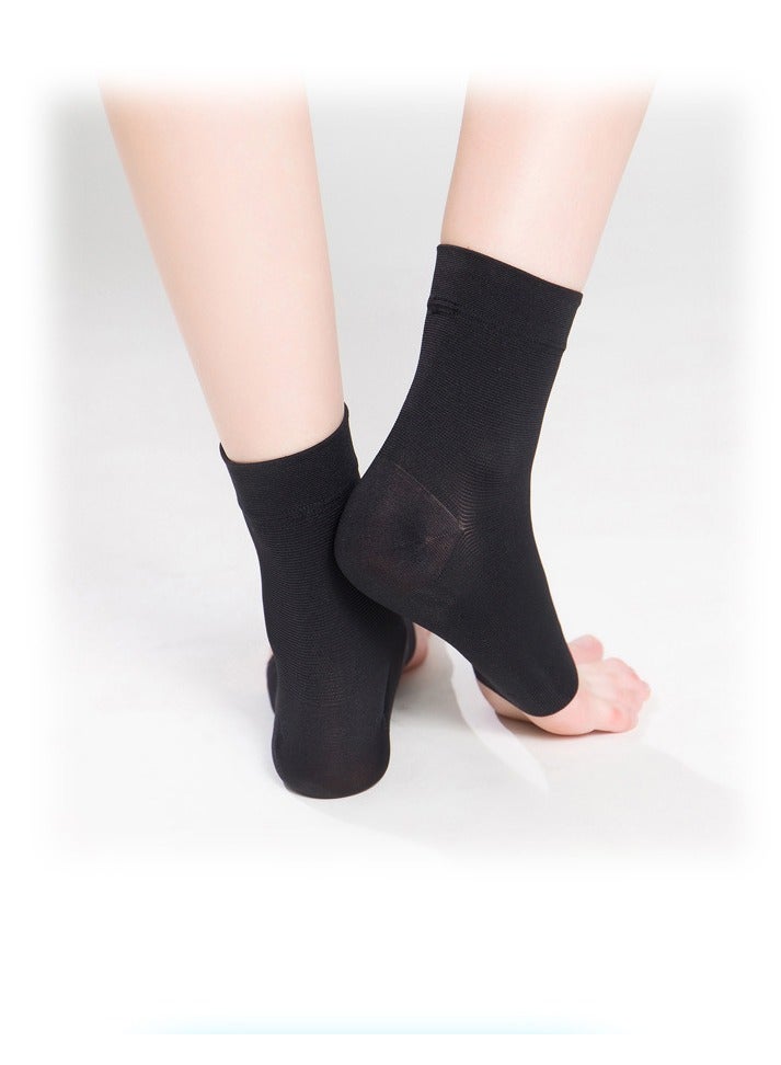 كيلا جراب ضغط الكاحل، لالتواء الكاحلين، جوارب ضغط مفتوحة من الأمام دعامة كاحل قابلة للتنفس، دعامة كاحل رقيقة مرنة للتورم والتهاب اللفافة الأخمصية والالتواء، دعامة نانو للنساء والرجال - أسود - Image 3