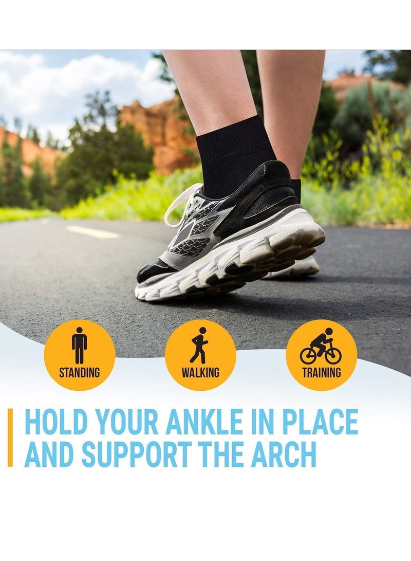 كيلا جراب ضغط الكاحل، لالتواء الكاحلين، جوارب ضغط مفتوحة من الأمام دعامة كاحل قابلة للتنفس، دعامة كاحل رقيقة مرنة للتورم والتهاب اللفافة الأخمصية والالتواء، دعامة نانو للنساء والرجال - أسود - Image 5