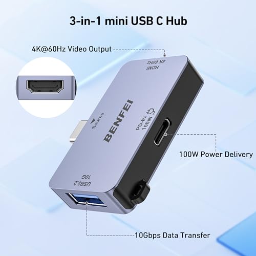 BENFEI USB C to HDMI 4K@60Hz, 10Gbps USB-A, 100W Power Delivery Compatible with iPad Pro, MacBook Pro/Air, iMac, iPhone 16/15 Pro/Pro Max, XPS, Thinkpad and More - Image 3