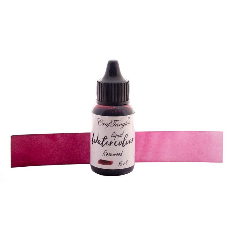 CrafTangles Liquid Watercolor (15 ml) - Rosewood (Pink Shade, Extremely Vibrant, Non Toxic) Paints for Professional Artist, Hobby Painters & Kids - Image 2