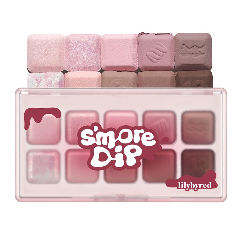 lilybyred Mood Keyboard 10Shade Korean Eyeshadow Palette Highly Pigmented Matte Shimmer Jelly Glitter Smooth Blendable LongLasting DomeShaped Design 038 oz 12 Strawberry Chip Smore