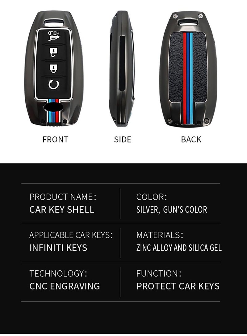 ontto Keyless Entry Smart Remote Key Case Compatible with Infiniti Key Fob Car Key Holder Metal Key Cover Siliocne Key Sleeve for Q50 Q60 QX50 QX55 QX60 2019 2020 2021 2022 Accessories Black - Image 4