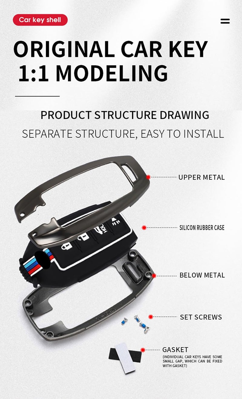 ontto Keyless Entry Smart Remote Key Case Compatible with Infiniti Key Fob Car Key Holder Metal Key Cover Siliocne Key Sleeve for Q50 Q60 QX50 QX55 QX60 2019 2020 2021 2022 Accessories Black - Image 5