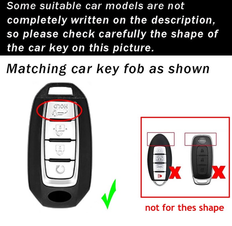 ontto Keyless Entry Smart Remote Key Case Compatible with Infiniti Key Fob Car Key Holder Metal Key Cover Siliocne Key Sleeve for Q50 Q60 QX50 QX55 QX60 2019 2020 2021 2022 Accessories Black - Image 2