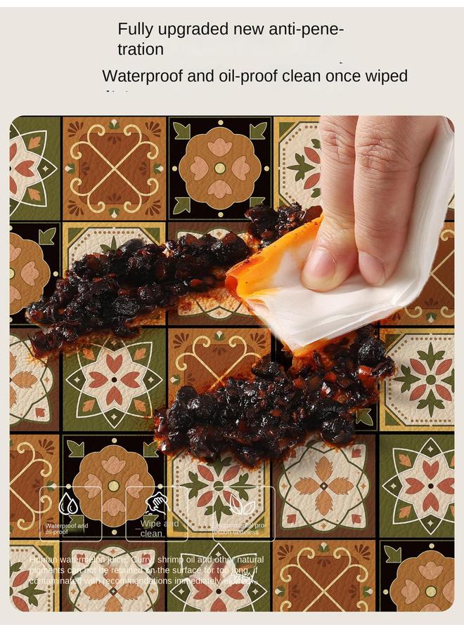 Bluejw Maillard Bedside Table Mat Light Luxury Waterproof Wash-free Easy-care Dust-proof Mat American Atmosphere Sense Leather Tablecloth - Image 5