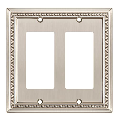 Henne Bery Sunken Pearls Heavy Duty Decorative Wall Plate Switch Plate Outlet Cover (Double Decorator, Satin Nickel) - Image 1