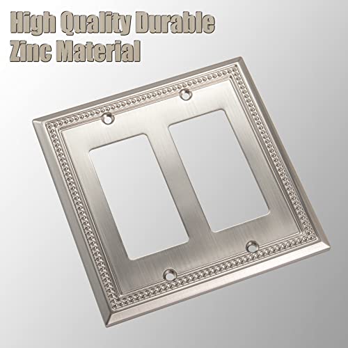 Henne Bery Sunken Pearls Heavy Duty Decorative Wall Plate Switch Plate Outlet Cover (Double Decorator, Satin Nickel) - Image 2