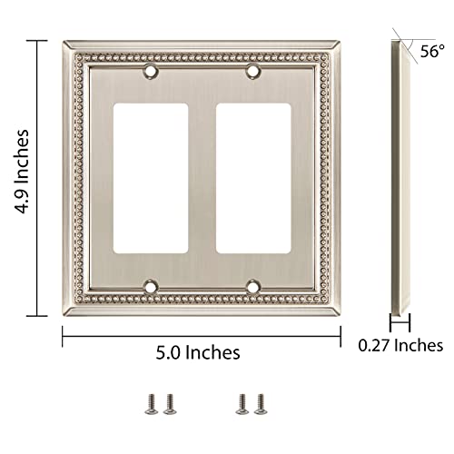 Henne Bery Sunken Pearls Heavy Duty Decorative Wall Plate Switch Plate Outlet Cover (Double Decorator, Satin Nickel) - Image 3