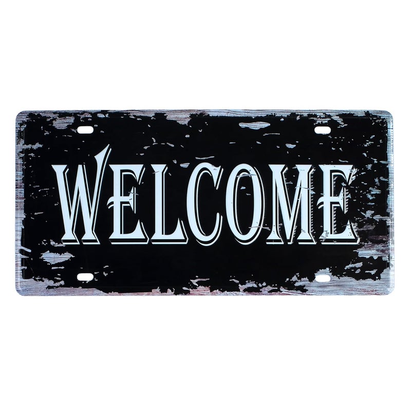 EAZYWAGON "Welcome" Vintage Retro Metal Signs - License Wall Plate, Car Tag - Ideal for Cafe, Restaurant, Shop, Home, Hotel, Club, Office, Living Area - Design Plaque - Image 1