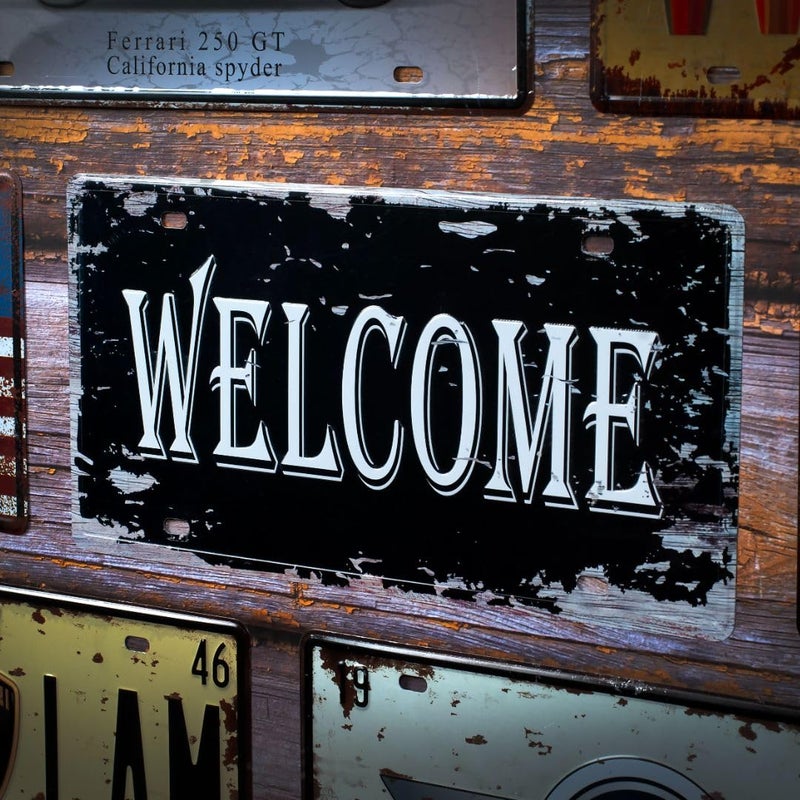 EAZYWAGON "Welcome" Vintage Retro Metal Signs - License Wall Plate, Car Tag - Ideal for Cafe, Restaurant, Shop, Home, Hotel, Club, Office, Living Area - Design Plaque - Image 2