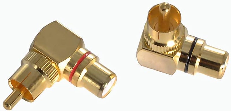 fdealz® [ 2 Pieces ] 90 Degree RCA Adapter, RCA Male-to-Female Elbow Connector, Gold-Plated Right-Angle Adapter for HiFi Amplifier Stereo Audio or AV Video - Image 4