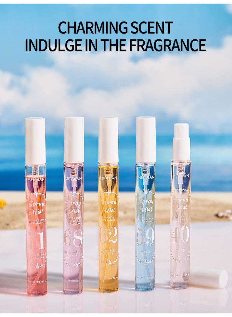 ميديان مجموعة هدايا بخاخات معطرة محمولة، 5 عبوات × 10 مل | 5 روائح مميزة، عطر يدوم طويلاً، محمولة، خالية من الكحول، يمكن استخدامها كمعطر شخصي أو معطر جو. - Image 2