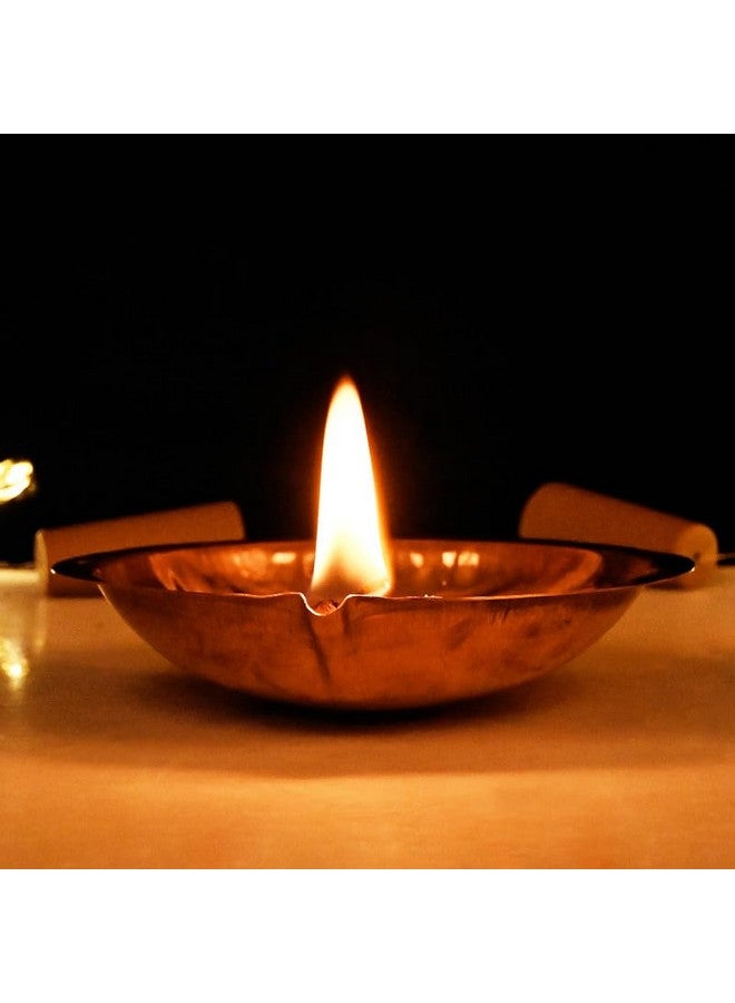 ROLIMOLI Copper Akhand Diya (Size 9cm) -28 Gm | High Quality Oil Lamp for Daily Puja & Other Religious Rituals, Home, Office & Temples Festive Gifts | Copper Diya for Home Decor (2cm H x 9cm L) - Image 1