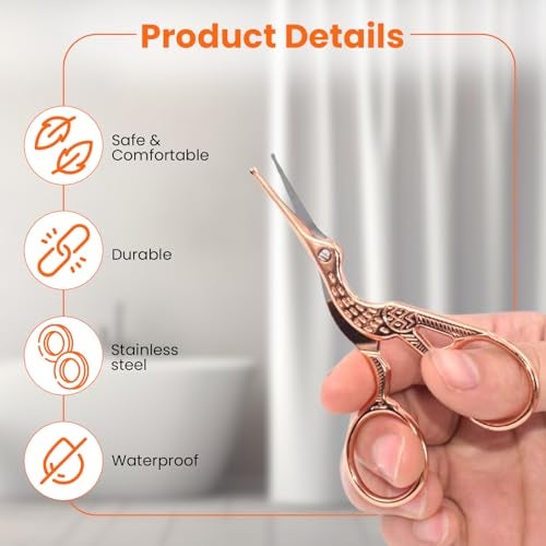 Homeaura® 6.5" Professional Stainless Steel Nose Hair Cutting Trimming Scissors | Precision Grooming for Men's Facial Hair Beard Mustache Nose Ear Eyebrows Cutting with Safety Blunt Tip (Bronze) - Image 4