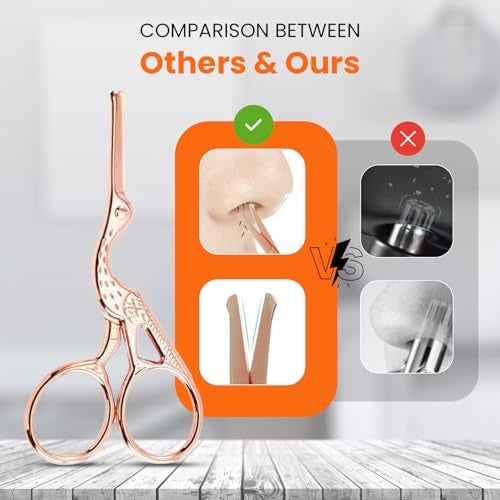 Homeaura® 6.5" Professional Stainless Steel Nose Hair Cutting Trimming Scissors | Precision Grooming for Men's Facial Hair Beard Mustache Nose Ear Eyebrows Cutting with Safety Blunt Tip (Bronze) - Image 3