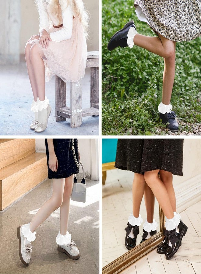 Yolev 3Pack Women Ankle Socks Lace Ruffle White Princess Eyelet Lace Socks Shimmering Cute Ruffle Comfortable Frilly - Image 4