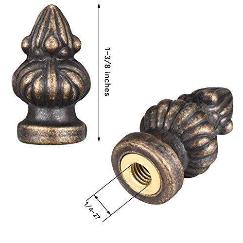 Canomo 2 Packs Lamp Finial Cap Knob Lamp Decoration for Lamp Shade, Antique Brass, 1-3/8 Inches (Small Size) - Image 2