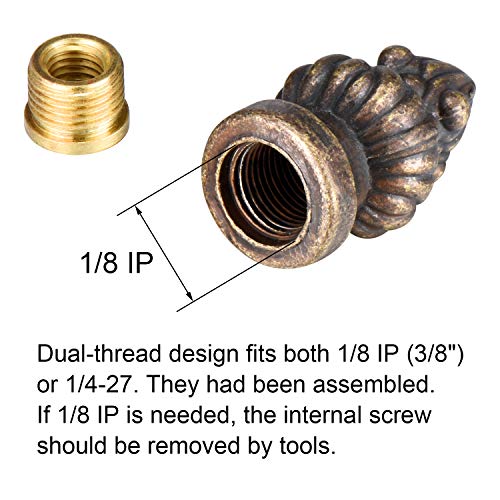 Canomo 2 Packs Lamp Finial Cap Knob Lamp Decoration for Lamp Shade, Antique Brass, 1-3/8 Inches (Small Size) - Image 3