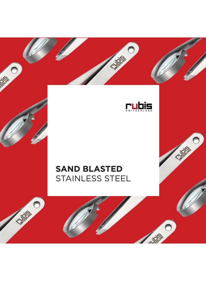Rubis Classic Stainless Steel Slanted Tweezers With 8X Magnifying Glass For Precise Eyebrows And Hair Removal Made In Switzerland - Image 4