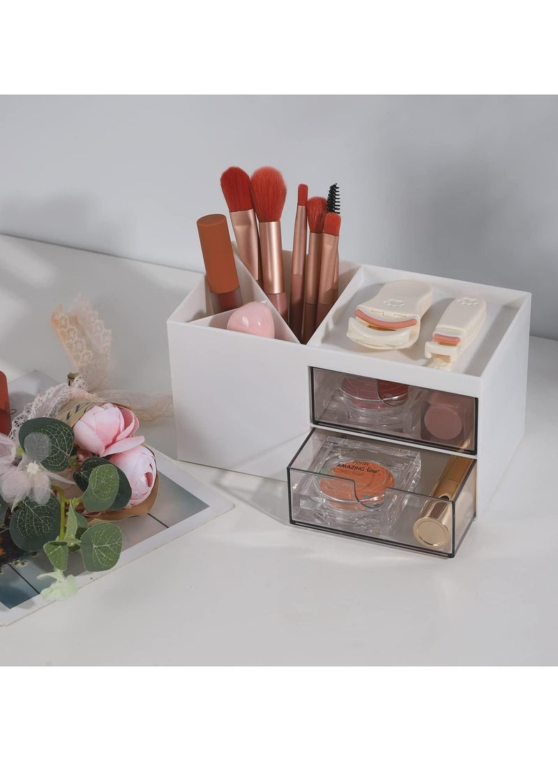 Oasisgalore Desk Makeup Organizer with Drawer, Office Supplies Organizers and Storage for Mini Things -White - Image 5