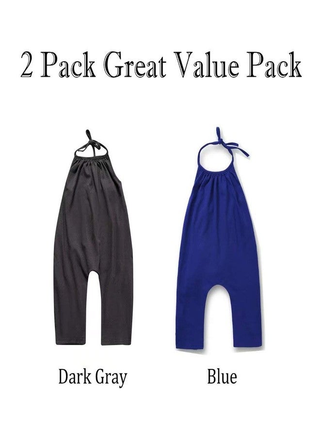 OLLULL Baby Girls Summer Romper Cute 2 Pack Backless Harem Strap Jumpsuits 1-4 Years Old - Image 2