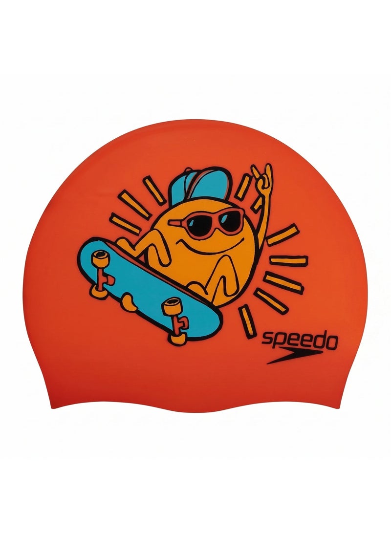 Speedo Speedo Junior Printed Silicone Swimming Cap For Men, Women & Kids - Durable Silicone, Comfortable Fit, Ideal For Training & Professional Use - Premium Swimming Hats for Performance, Durability and Everyday Use