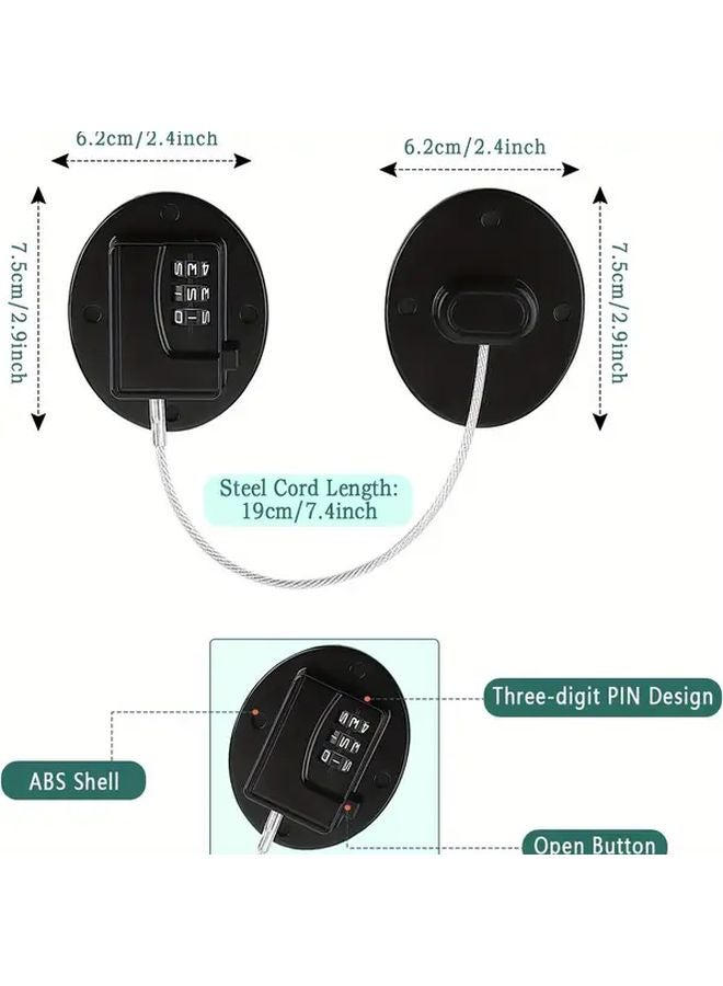 Black Keyless Refrigerator Door Lock 2pcs Anti Theft Password Protection for Cabinet - Image 3