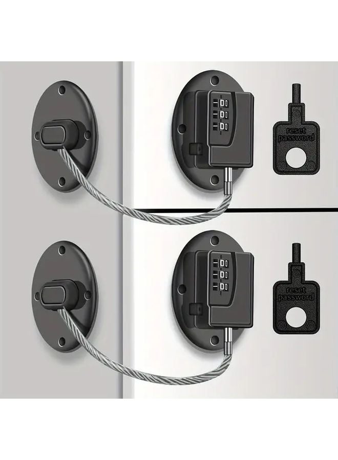 Black Keyless Refrigerator Door Lock 2pcs Anti Theft Password Protection for Cabinet - Image 2