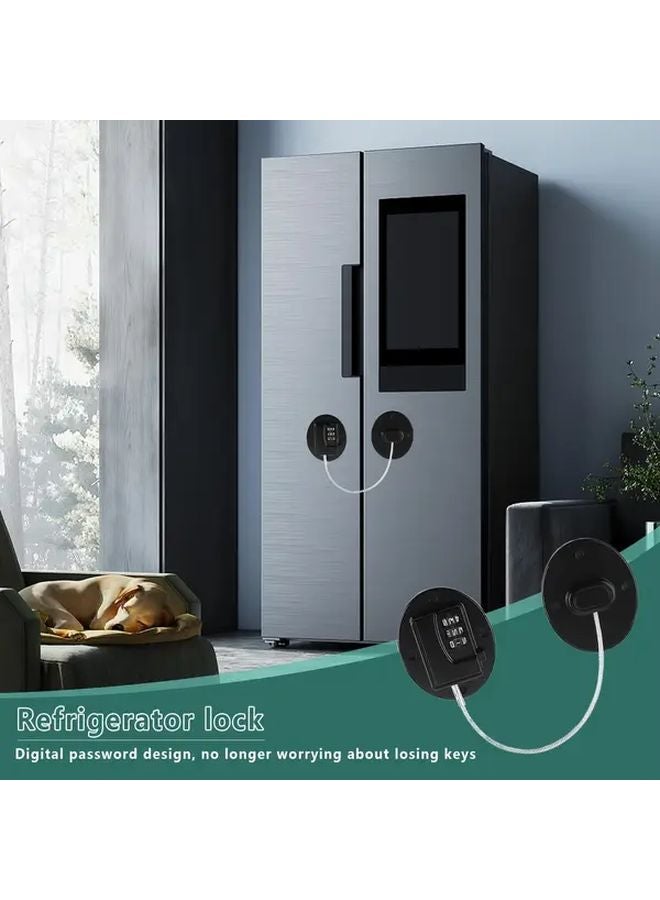 Black Keyless Refrigerator Door Lock 2pcs Anti Theft Password Protection for Cabinet - Image 4