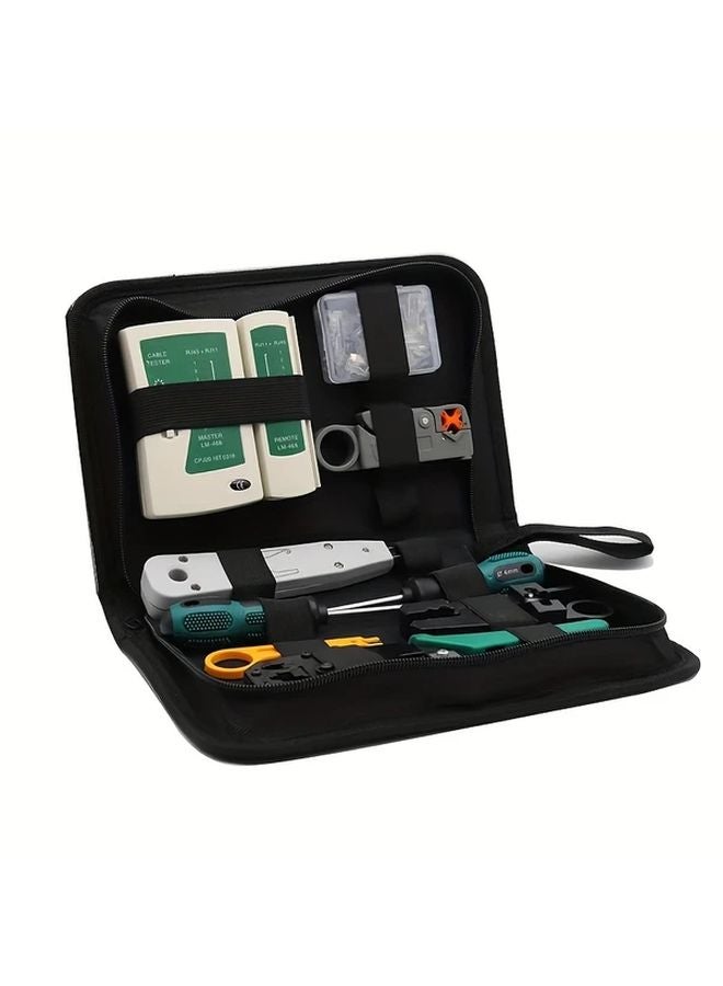14pcs Professional RJ45 Network Cable Tool Kit with Crimper Stripper Cutter and Tester - Image 4