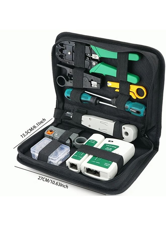 14pcs Professional RJ45 Network Cable Tool Kit with Crimper Stripper Cutter and Tester - Image 3