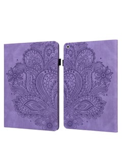 Case Cover For iPad 10.2 2021 / 2020 / 2019 Peacock Embossed Pattern TPU + PU Horizontal Flip Leather Case with Holder & Card Slots & Wallet & Sleep / Wake-up Function Purple
