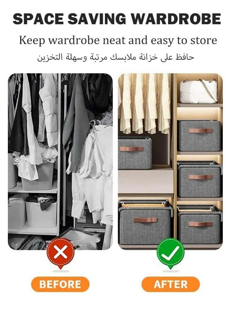Dominy 3 Piece Cloth Storage Box, Foldable Closet Drawer Storage Box with Transparent Cover and Handle, Drawer Organizers for Clothes, Jeans, T-Shirt (47x28x20cm)  - Image 5