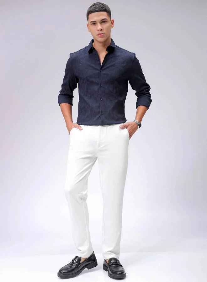 شركة المرآب الهندية Men Slim Fit Textured Floral Full Sleeves Cutaway Collar Resort Wear Shirt