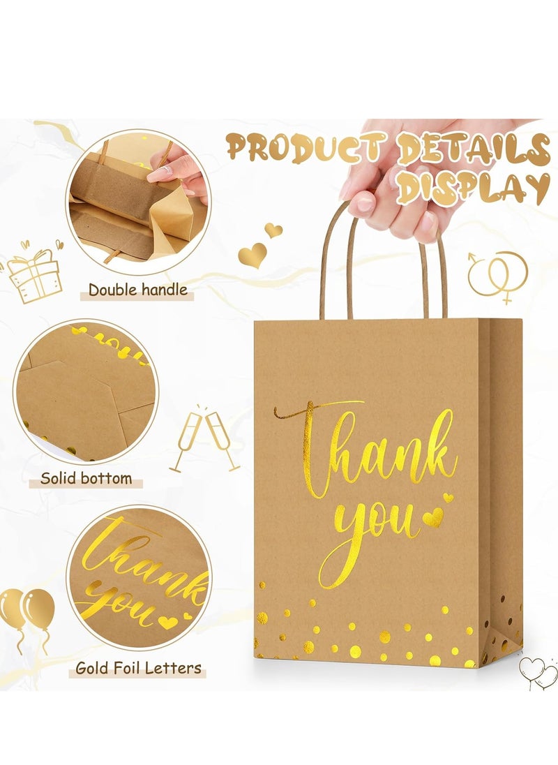 Toshionics Thank You Gift Bags Bulk with Handles 12 Pieces Brown Gold Foil Kraft Paper Bags Party Favor Bags for Anniversary Baby Shower Birthdays Business Shopping Merchandise Wedding Perfect for Any Occasion 21x27x11cm SY-120M-16  - Image 3