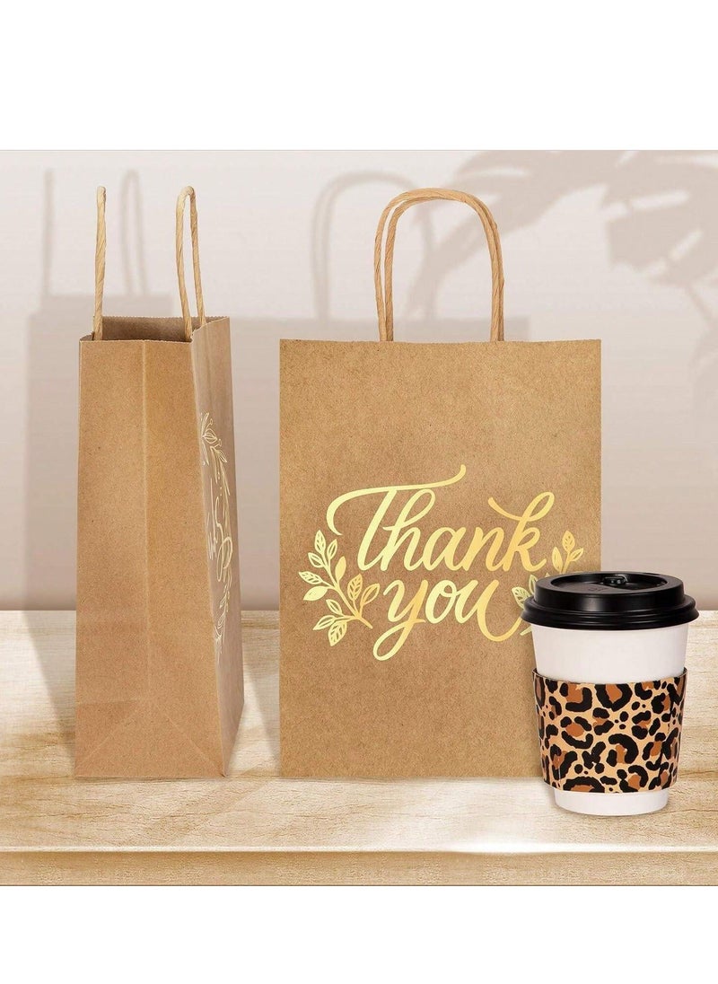 Toshionics Thank You Gift Bags Bulk with Handles 12 Pieces Brown Gold Foil Kraft Paper Bags Party Favor Bags for Anniversary Baby Shower Birthdays Business Shopping Merchandise Wedding Perfect for Any Occasion 21x27x11cm SY-120M-16  - Image 5