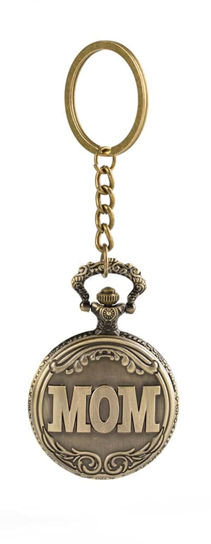 FowWelt Pocket Watch Metal Keychain Retro Vintage for Gifting With Key Ring Anti-Rust (Mom) - Image 1