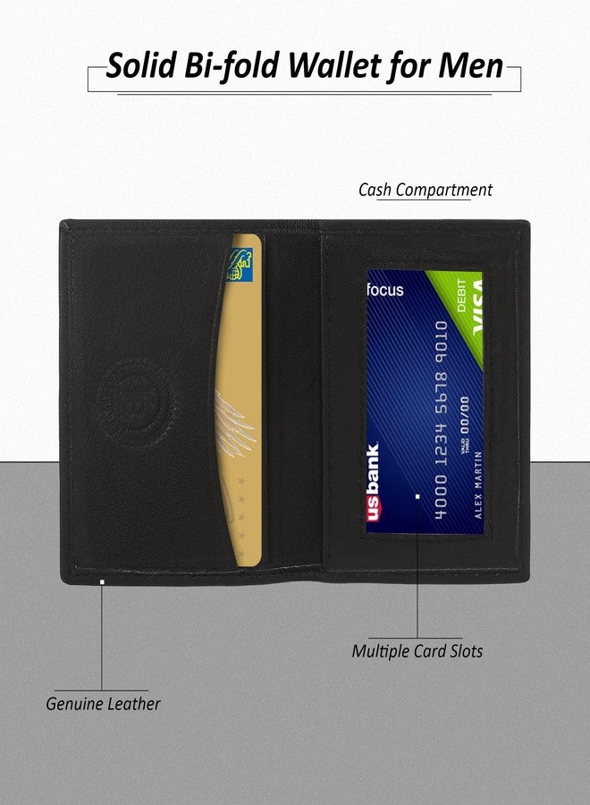 LB LEATHERBOSS Leatherboss Genuine Leather Small Slim Bifold Wallet | Credit, Debit, ID Card Holder | Compact & Stylish with Clear ID Windows | Gift for Men, Black - Image 5