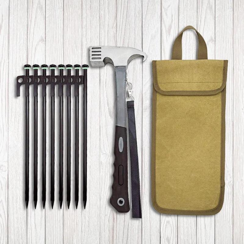 Camping Tent Stakes: 30CM High-Carbon Steel Rust-Resistant Nails - Windproof Stable Anchoring Lightweight Portable 10-Piece Kit for Camping Beach Outdoor Adventures With Ergonomic Hammer - Image 2
