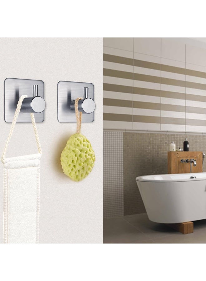 Beauenty Adhesive Hooks Heavy Duty Wall Hooks Waterproof Stainless Steel Hooks for Hanging Coat, Hat,Towel Robe Hook Rack Wall Mount- Bathroom and Bedroom 4-Packs - Image 5