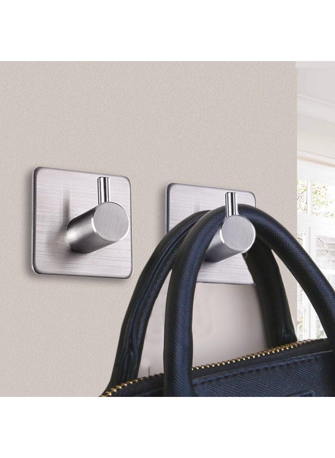 Beauenty Adhesive Hooks Heavy Duty Wall Hooks Waterproof Stainless Steel Hooks for Hanging Coat, Hat,Towel Robe Hook Rack Wall Mount- Bathroom and Bedroom 4-Packs - Image 2
